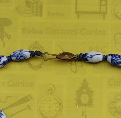 Vintage Chinese Blue & White Porcelain Bead Necklace